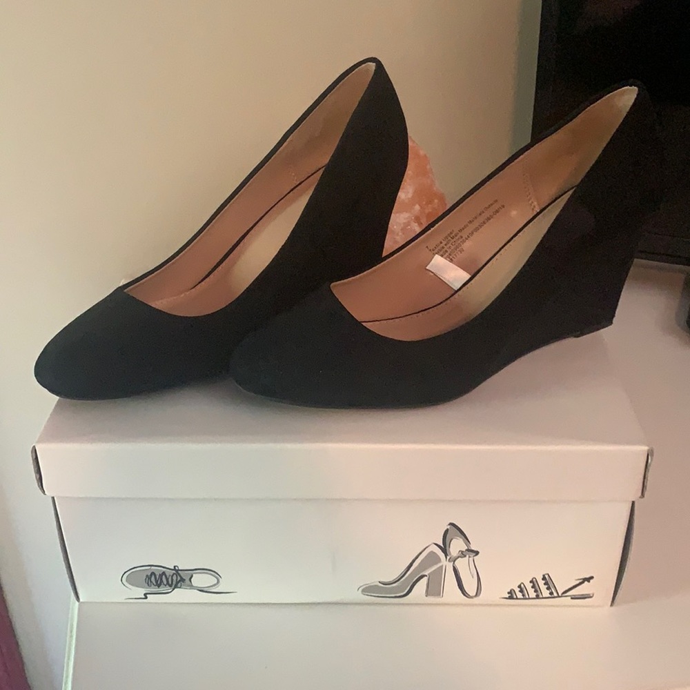 A New Day black suede wedges